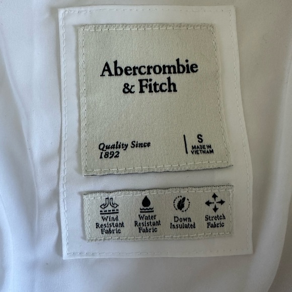 Abercrombie & Fitch White Short Slim Stretch Down Puffer Jacket Coat - Picture 5 of 7